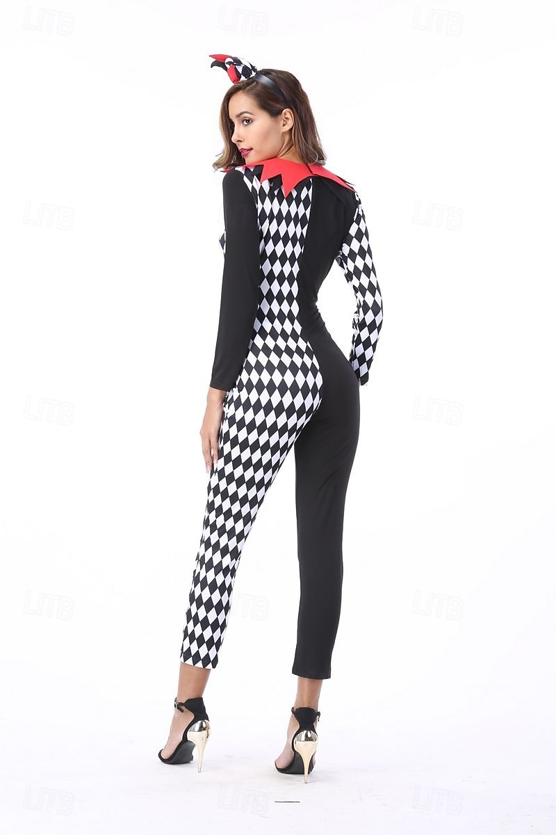 cyrk Żartowniś Klaun Strój karnawałowy Kostium Kombinezon zentai Dla dorosłych Damskie Cosplay Spektakl Impreza Halloween Karnawał Mardi Gras Łatwy kostium karnawałowy 2025 - $51.99 –P6