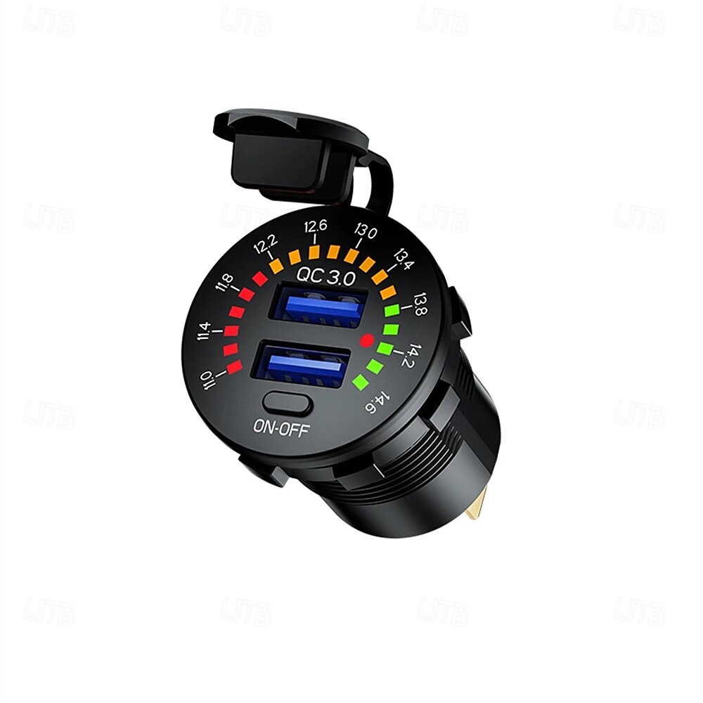 12-24 V Dual-USB-Autoladebuchse mit buntem Digitalvoltmeter QC 3.0 Schnellladefunktion für Busse, Anhänger und Boote 2025 - $35.99 –P6