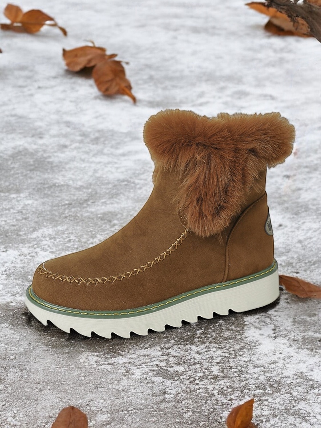 Botas femininas de inverno com forro de pele sintética bege – calor aconchegante com sola antiderrapante para estilo em climas frios de 2025 por $42.99 –P9