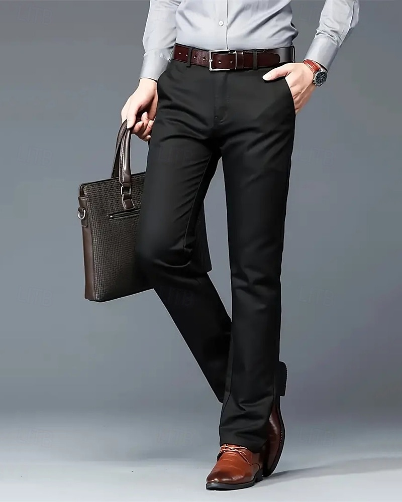 Men's Dress Pants Trousers Chinos Buttons Pocket Solid Colored Comfort Formal Party Work Fashion Classic Style Black White Micro-elastic 2025 - $27.99 –P8