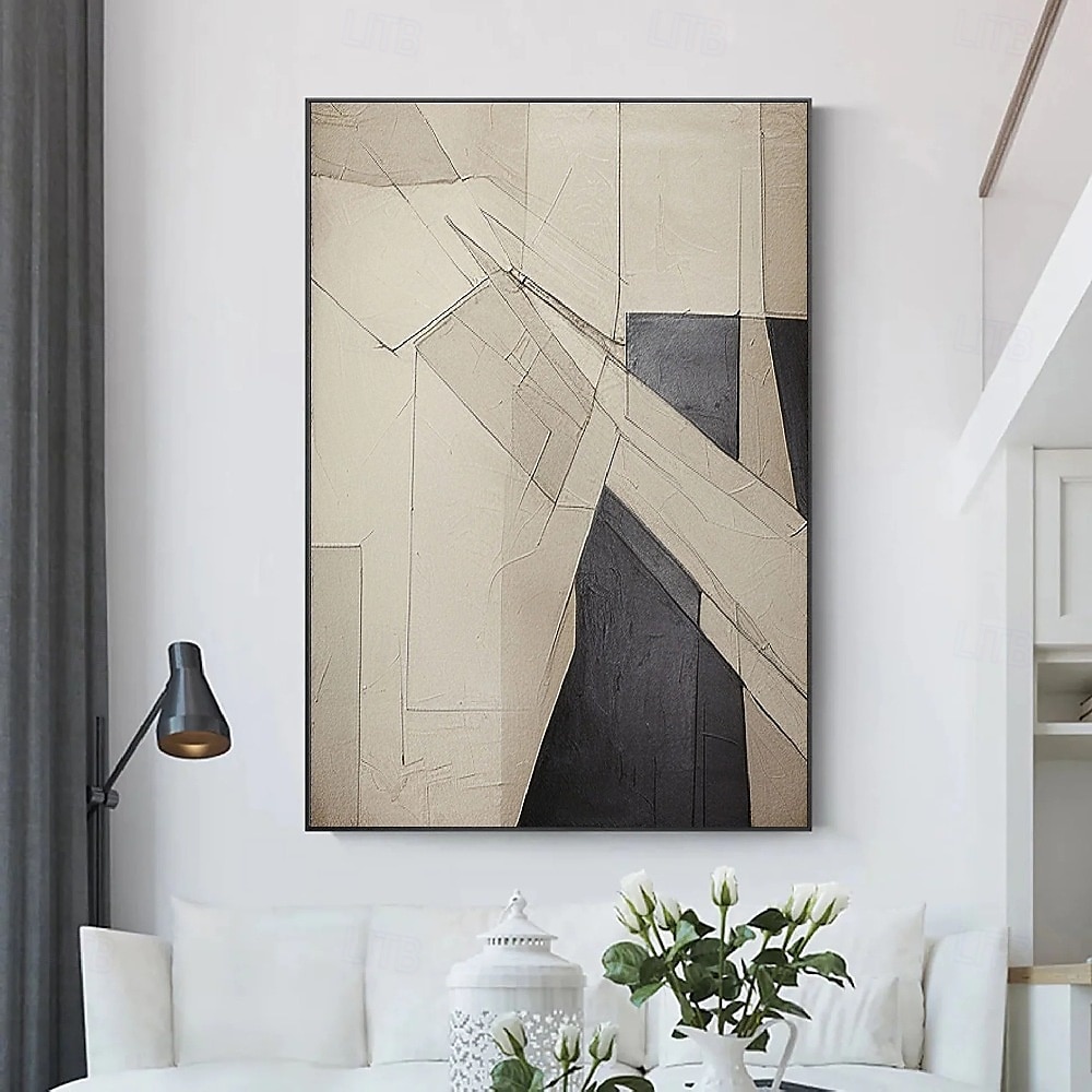 stor abstrakt canvaskonst handgjord grå minimalistisk abstrakt målning handmålad nordisk abstrakt målning för vardagsrum abstrakt målning boho abstrakt väggkonst på duk stor canvasmålning 2025 - $125.99 –P1