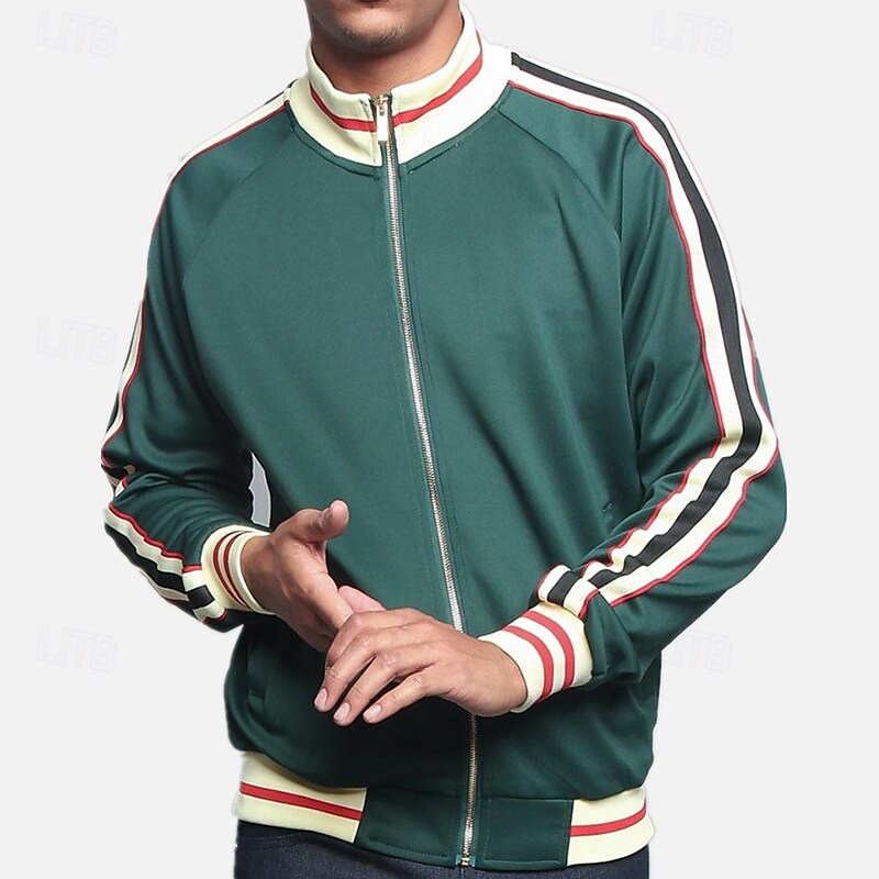 Homens Moletom com zíper Full Zip Hoodie Moletom zip Up com capuz Moletons com zíper Preto Verde Tropa Vermelho Azul Marinha Colarinho Clerical Bloco de cor Zip Up Patchwork Desportos e Ar livre de 2025 por $25.99 –P7