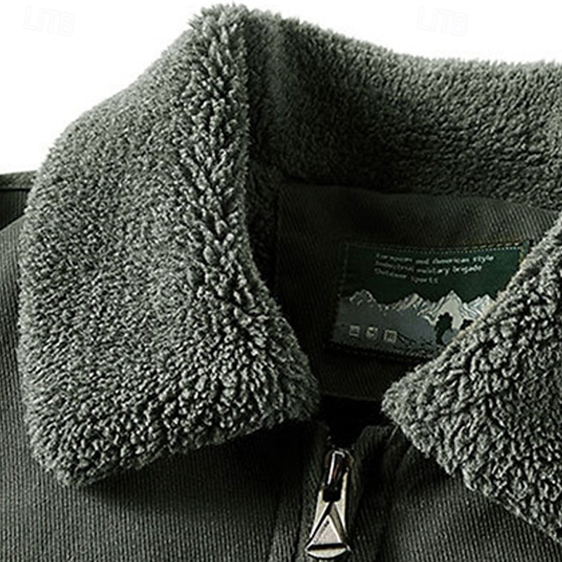 Hombre Chaqueta para senderismo Chaqueta de lana Algodón Invierno Al aire libre Mantiene abrigado Forro Polar Resistente al Viento Resistente al Agua Chaqueta cortavientos Viaje Negro Verde Caqui 2025 - $75.99 –P4