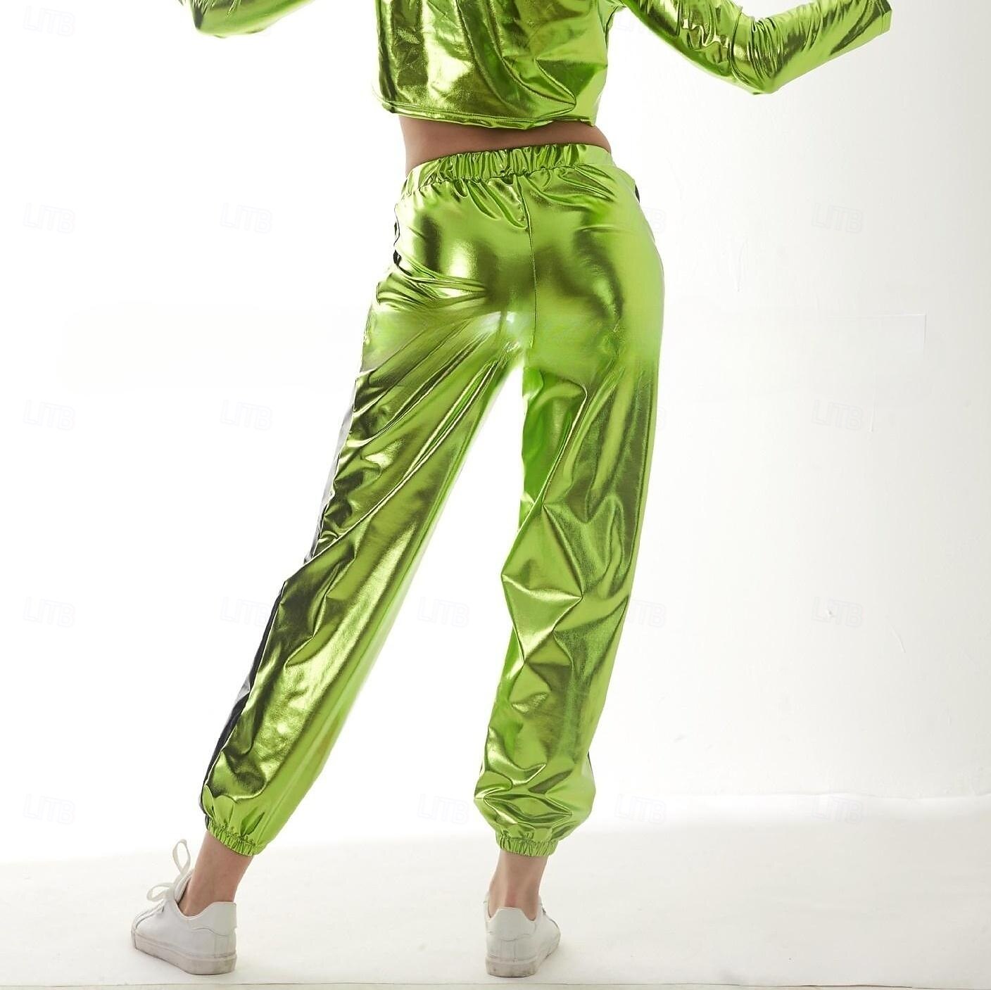 1980s Hip Hop Shiny Metallic Pants Jogger Pants Color Block Women's Carnival Costume Carnival Mardi Gras Performance Party Pride Parade Adults' Pants 2025 - $27.99 –P10