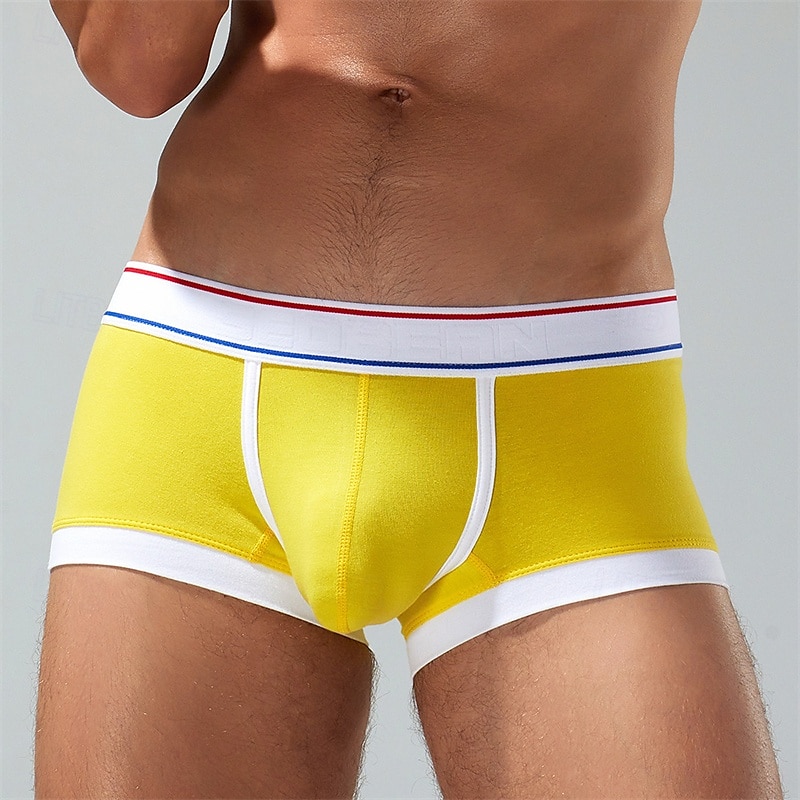 Herren 1 pc Unterwäsche Boxer Boxer-Shorts Patchwork Polyester Atmungsaktiv Weich Komfortabel Farbblock Mittlere Hüfthöhe Gelb Rote 2025 - $10.49 –P18