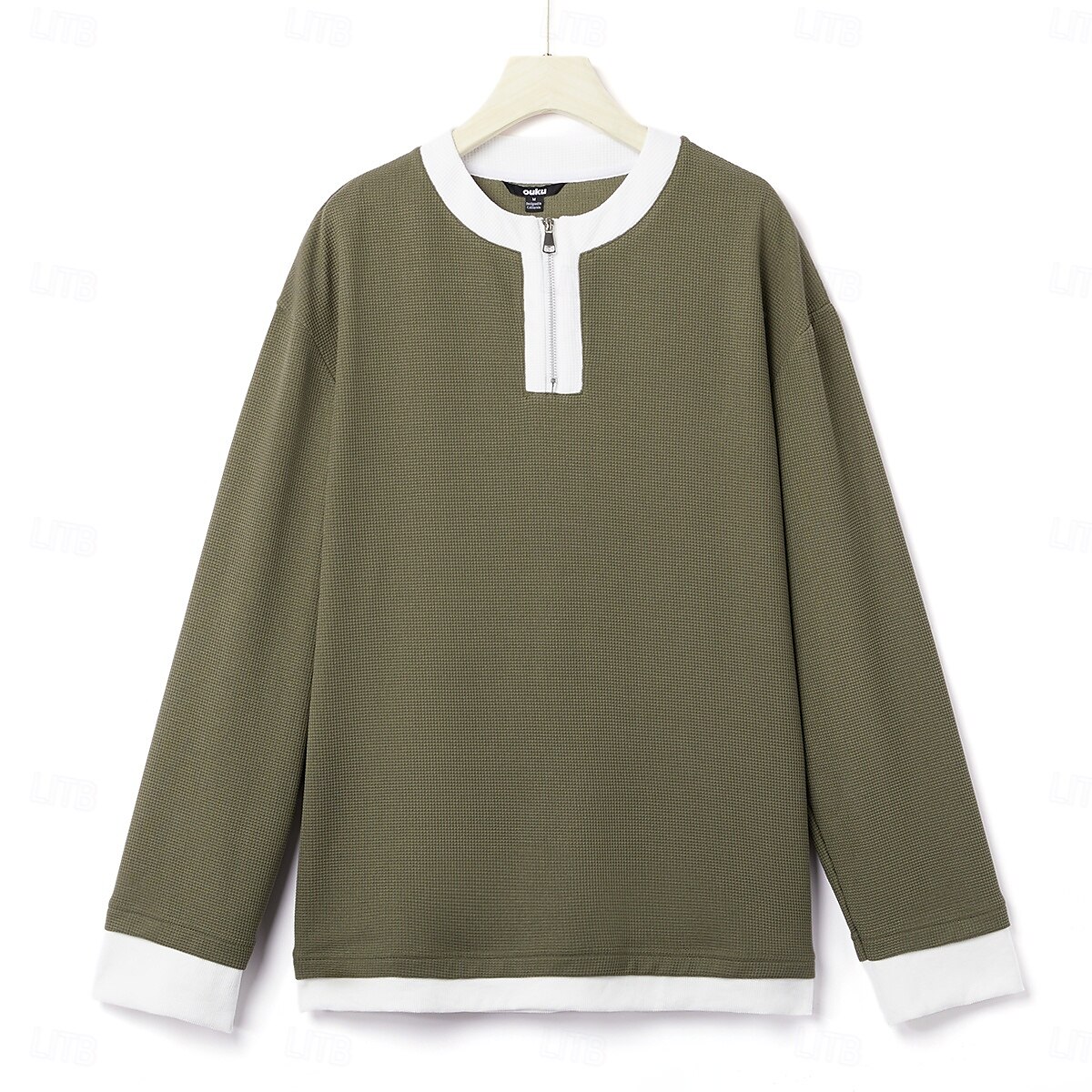 Per uomo Maglietta Waffle Maglietta con Zip a Quarti Maglietta Camicia a Maniche Lunghe Manica Lunga Girocollo Primavera & Autunno Blocco di colori Moda Designer Essenziale Cerniera Finto due pezzi del 2025 a $28.99 –P8