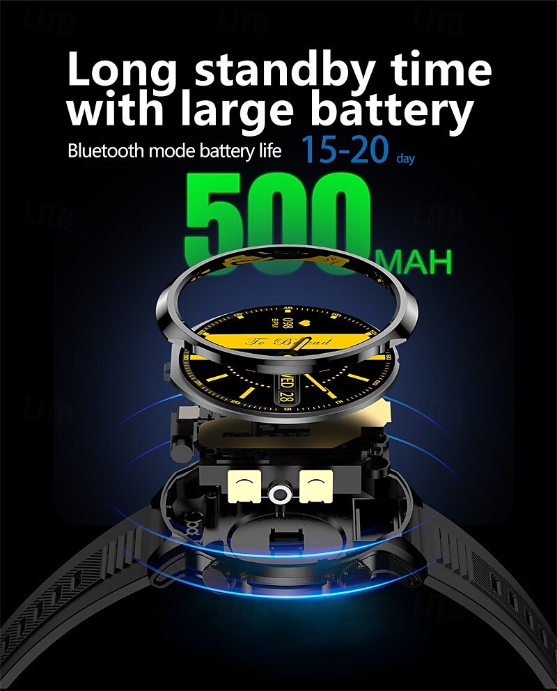 2025年 EX100 スマートウォッチ 1.95 インチ スマート·ウォッチ ブルートゥース 歩数計 着信通知 フィットネスモニター と互換性があります Android iOS 女性 男性 長時間スタンバイ ハンドフリーコール 防水 IP 67 55mmウォッチケース  コレクション – $58.99 –P5