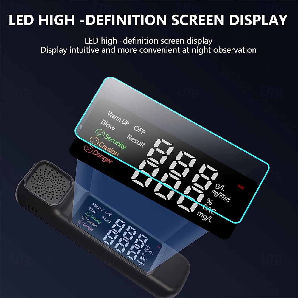 Portable Alcohol Tester With Digital Test Machine Checker USB Rechargeable Breathalyzer Analyzer Handheld High-Precise Alcohols Detector Non-Contacting Breath Blow Tester 2025 - $31.99 –P6