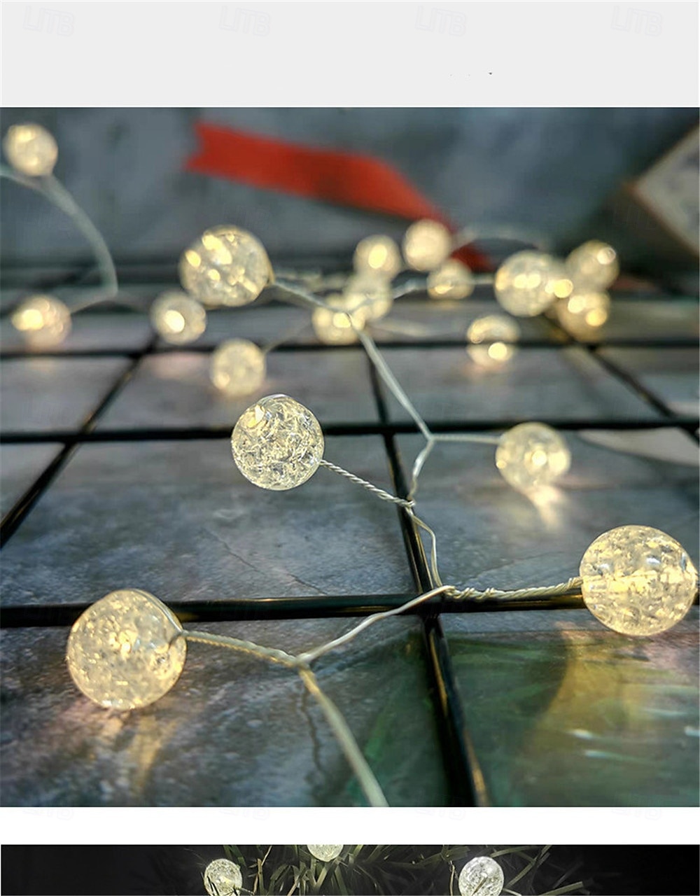 3 m-es 100 led akkumulátoros tündérgömb lámpák, vízálló kültéri golyósoros fényfüzér karácsonyfára, kertre, karácsonyi dekorációra 2025 - $25.99 –P5