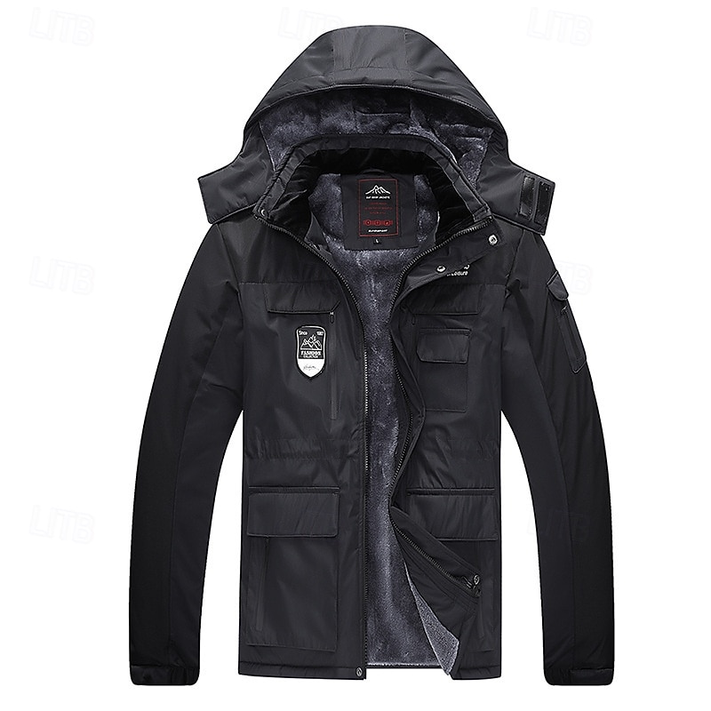 Herre Softshell jakke Turjakke Fleecejakke Vinter utendørs Fargeblokk Hold Varm Fleecefor Vindtett Vannavvisende Vindjakke Reise Svart Hvit Marineblå Grå 2025 - $75.99 –P15