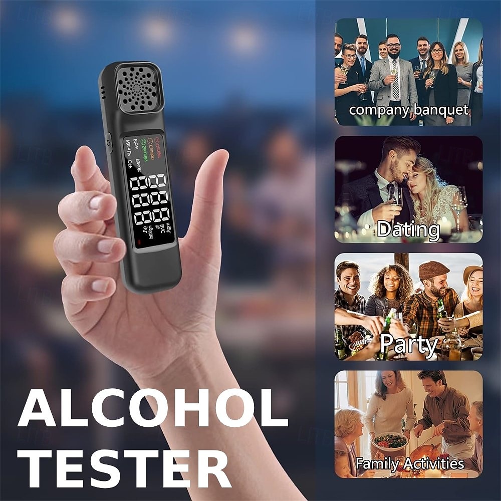 Portable Alcohol Tester With Digital Test Machine Checker USB Rechargeable Breathalyzer Analyzer Handheld High-Precise Alcohols Detector Non-Contacting Breath Blow Tester 2025 - $31.99 –P1