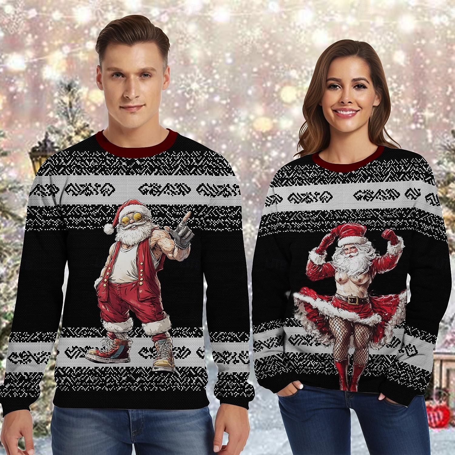 Ježíšek Paní Klausová Pullover Vtipná vánoční mikina 3D Vánoce Legrační Pro Pro páry Pánské Dámské Dospělé Vánoce Karneval 3D tisk Párty Festival 2025 - $29.99 –P1
