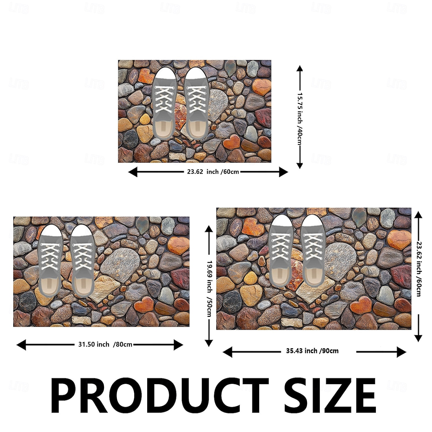 Pebble Bathroom Rug, Polyester Rectangle Door Mat, Super Absorbent, Non-Slip, Easy-to-Clean, Stain-Resistant Bath Mat 2025 - $8.99 –P1