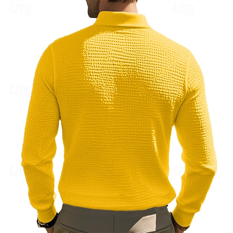 Men's Corduroy Shirt Golf Shirt Work Casual Lapel Long Sleeve Basic Modern Solid Color Buttons Spring &  Fall Regular Fit Wine Black White Yellow Sky Blue Light Grey Corduroy Shirt 2025 - $18.99 –P18