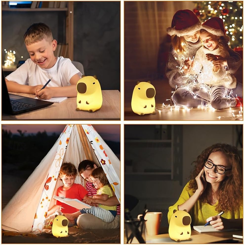Cute Cartoon Capybara Silicone Night Light USB Rechargeable Timing Dimming Sleep Night Lamp for Children's Room Decor 2026 - $43.99 –P7