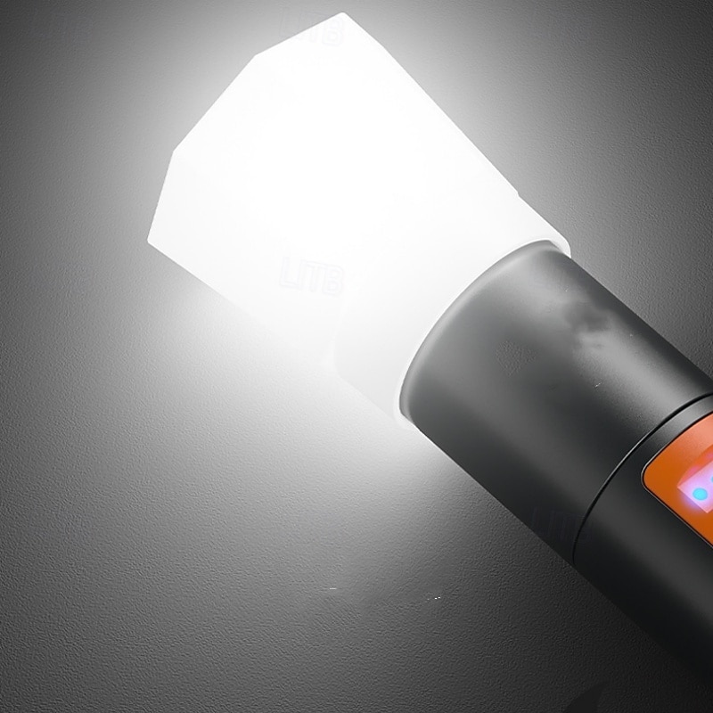 hvit laserzoom-lommelykt med led-display, usb oppladbart langvarig blitslys for utendørs camping  & hjemmelys 2025 - $18.49 –P4