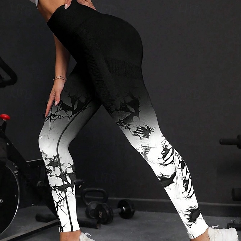 Pantalon de yoga Leggings de yoga Femmes Yoga Entraînement en salle Pilates Collants Taille haute Teinture par nouage Automne Des sports Tenues de Sport Élastique Mince Noir Blanche de 2025 ? $16.49 –P17