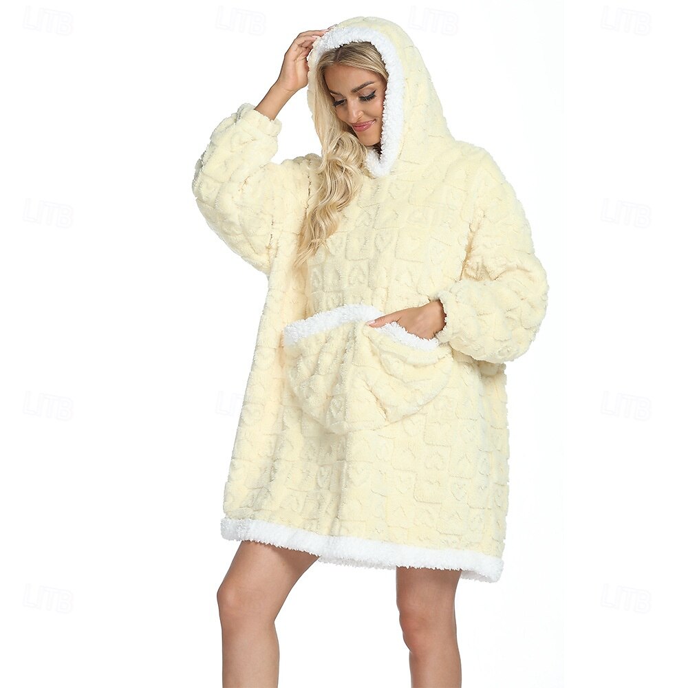 Adulte Couleur unie Combinaison de Pyjamas Couverture à capuche surdimensionnée Couverture portable avec poche Combinaison de Pyjamas Pyjamas Kigurumi Le style mignon Pour Homme et Femme Carnaval de 2025 ? $32.99 –P3