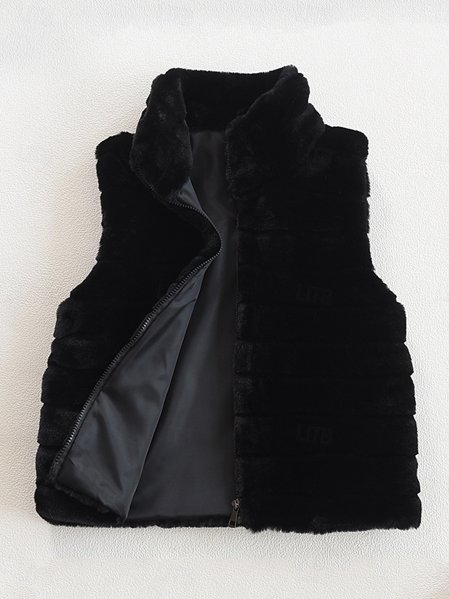 Damen Wintermantel warm halten Atmungsaktiv Patchwork Modisch Einfach Feste Farbe B¨¹ro Strasse Reisverschluss Ständer Regular Fit Ärmellos Oberbekleidung Schwarz Weiß Herbst Winter 2025 - $50.99 –P4