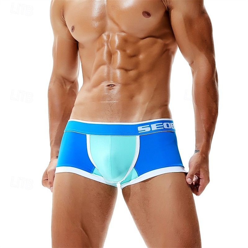 Herren 1 pc Unterwäsche Boxer Boxer-Shorts Patchwork Nylon Atmungsaktiv Weich Komfortabel Farbblock Buchstabe Mittlere Hüfthöhe Schwarz Rote 2025 - $10.49 –P7