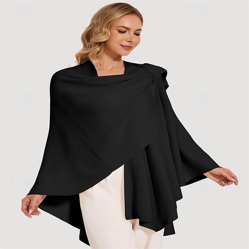crossover sjal för kvinnor omlott öppen front poncho cape elegant loop sjalar resesjalar för höst vinter längd 150cm 2025 - $39.99 –P3