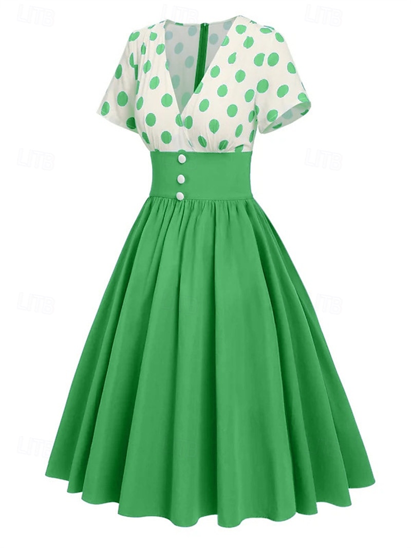 Retrò Vintage Anni 1950 Abito vintage Vestito Mascherata Pois Linea ad A Per donna Carnevale Capodanno Mascherata Casual Quotidiano Addio al Nubilato Adulti Vestito del 2025 a $24.99 –P7