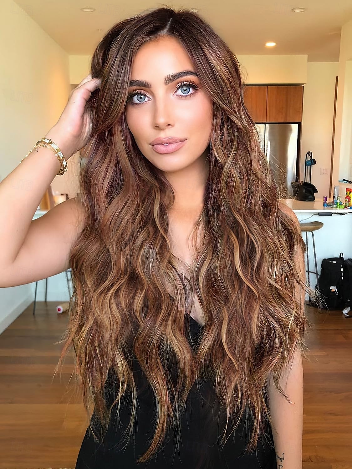 Long  Wigs for Women Middle Part Wig Long Curly Wavy Synthetic Wigs for Daily Party Use 2026 - $19.49 –P6