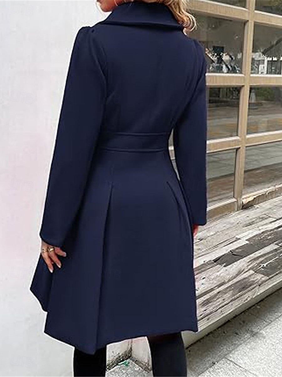 Dam Vinterkappa Utomhus Gata Dagliga kläder Höst Vinter Lång Täcka Normal Håller värmen Andningsfunktion Stylish Ledigt Jacka Långärmad Slät Med fickor Rodnande Rosa Marinblå Kamel 2025 - $62.99 –P4