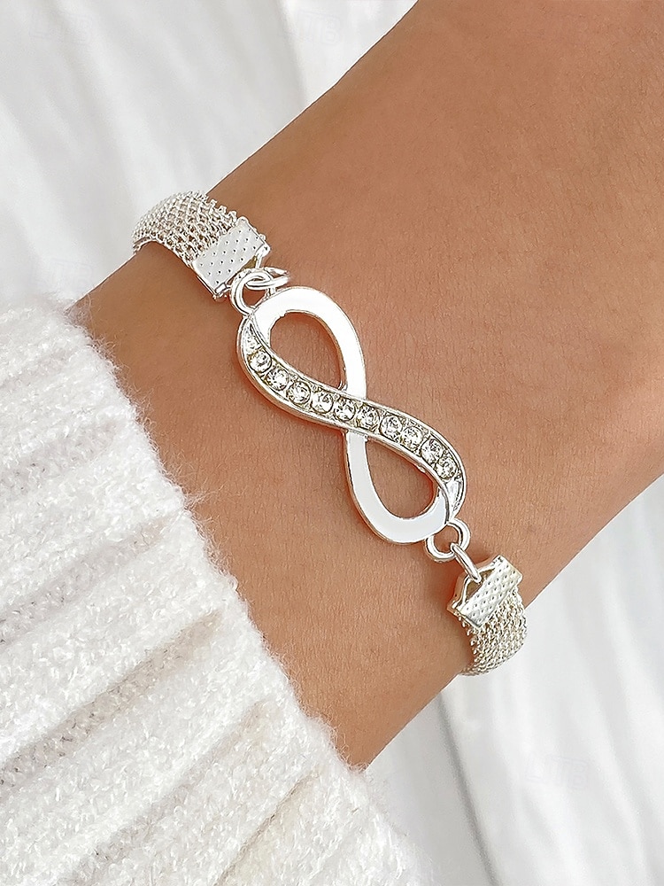 Gold Rhinestone Bracelet Set with Heart and Infinity Charms – Elegant Jewelry for Women, Perfect for Parties and Gifting 2025 - $8.99 –P3