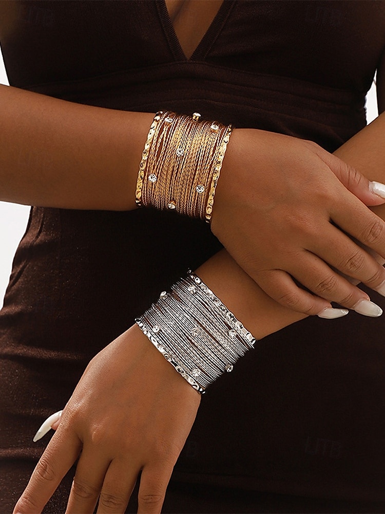 elegante bracciale intrecciato con accenti di strass – gioielli alla moda per le donne del 2025 a $11.99 –P1