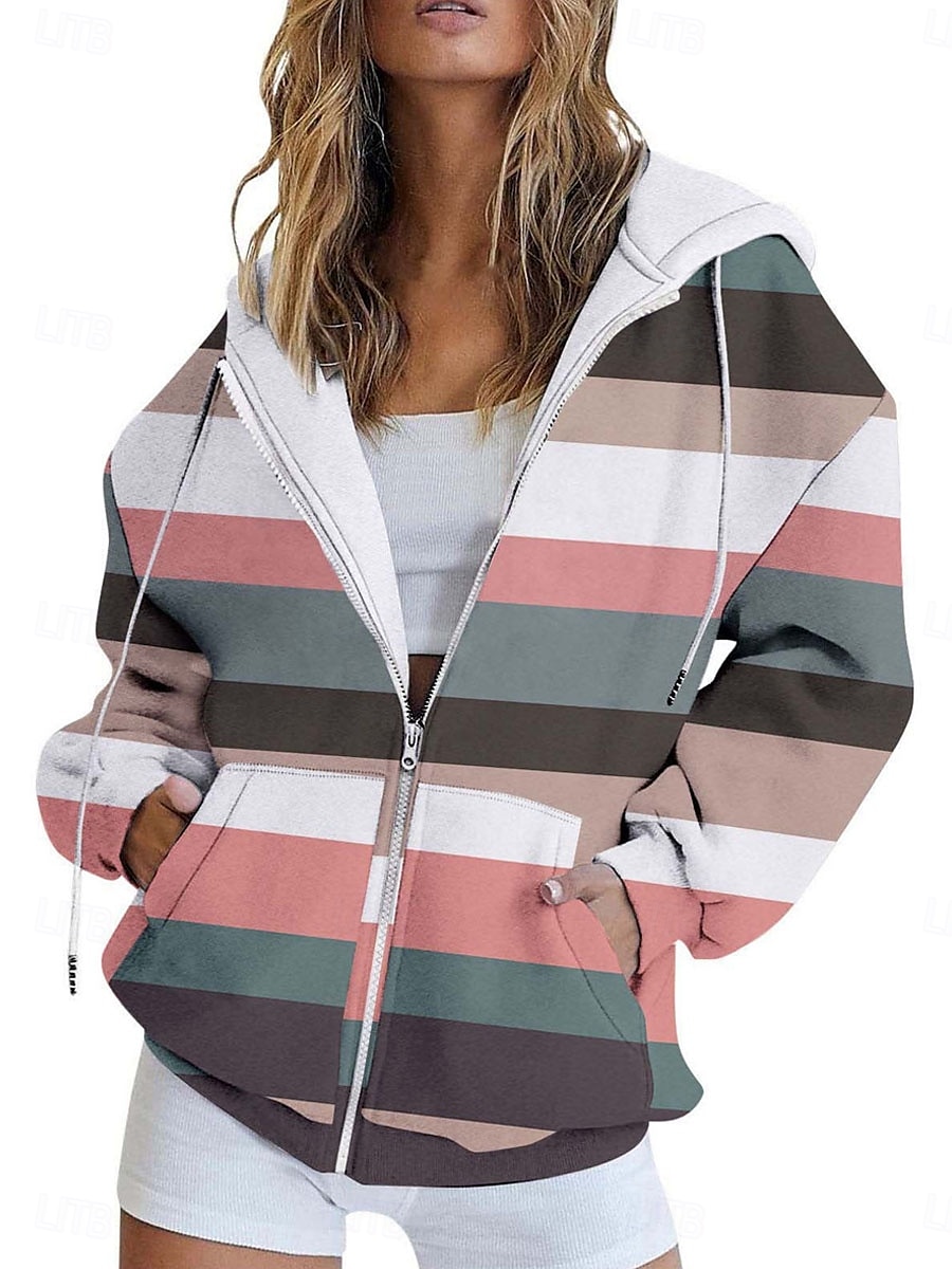 Veste à capuche Femme Extérieur Plein Air Usage quotidien mode Décontractées Avec poches Full Zip Imprimer Normal Manteau Rose Claire Vin Rouge Automne Hiver fermeture Éclair Sweat à capuche Standard de 2025 ? $34.99 –P2