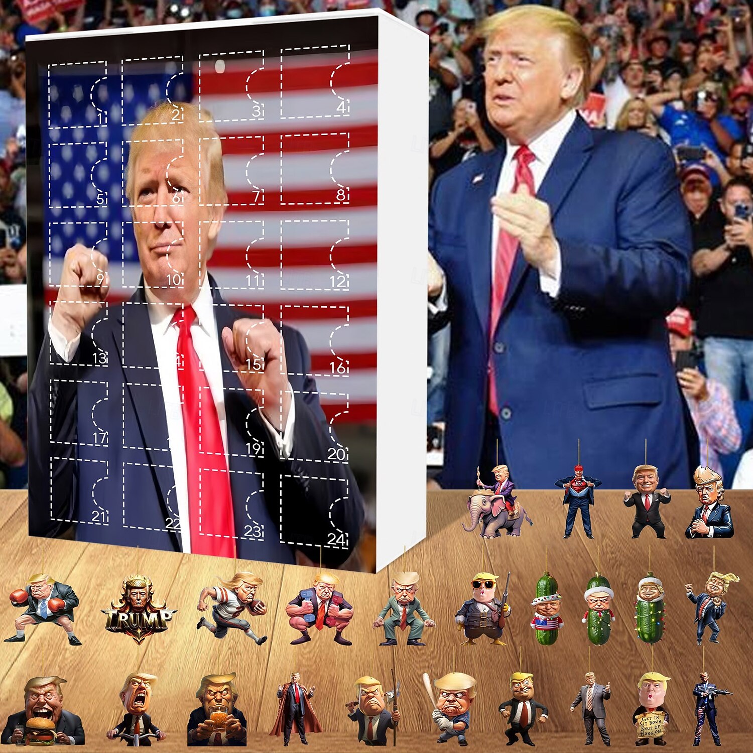 enfeites de natal trumps 2024, calendário de adventos trumps com enfeite trumps 2024 para árvore de natal, pingente engraçado trumps para retrovisor de carro de 2025 por $22.99 –P1