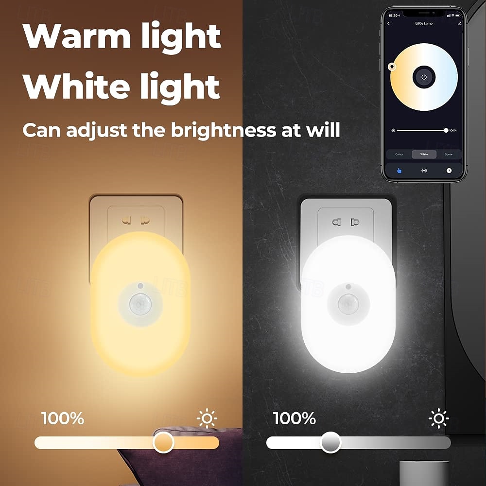 tuya wifi lit human body induction mała lampka nocna multi-gear ściemnianie domowe lampka nocna kontrola lampka sypialna kompatybilna z alexa google home 2025 - $31.99 –P2