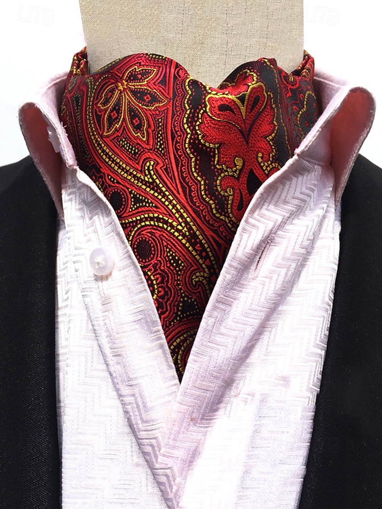 cravatta ascot paisley da uomo - elegante cravatta in finta seta per occasioni formali, matrimoni e feste - cravatta con motivo floreale vintage del 2026 a $18.99 –P6