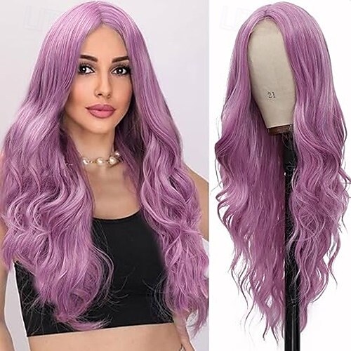 parrucca lunga parrucche ondulate per donne parte centrale parrucche ricce parrucca sintetica riccia naturale parrucche cosplay in fibra resistente al calore per uso quotidiano alle feste del 2025 a $19.99 –P4