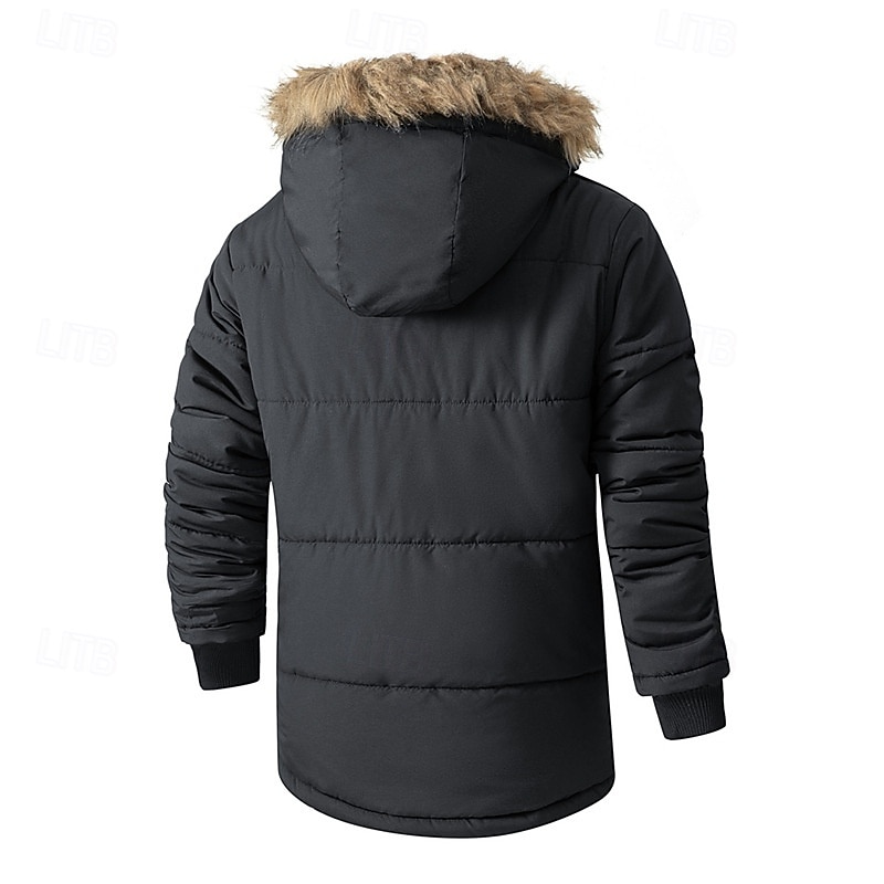 Herr Vinterkappa Pufferjacka Fleece-jacka Vadderad jacka Ficka Polyester Semester Dagliga kläder Datum Normal Mode Ledigt Bekväm Håller värmen Höst vinter Enfärgad / vanlig färg Svart Mörkblå 2025 - $49.99 –P7