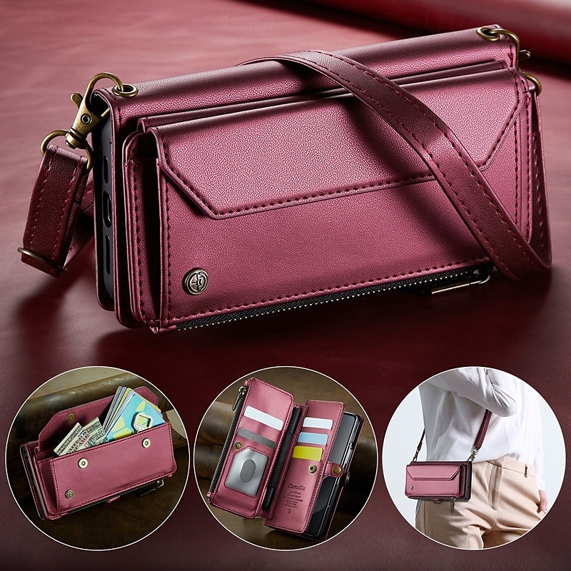 telefone Capinha Para Dobra Z 6 Z Fold 5 Z Fold 4 Z Fold 3 Capa para Cartão Wallet Com Suporte Magnética Zíper Retro TPU PC de 2025 por $31.99 –P11