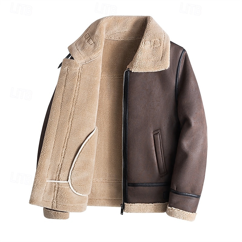 Miesten Nahkatakit Fleecetakki Biker takki Moottoripyörä takki Loma Päivittäin Tuulenkestävä Pidä lämpimänä Tasku Syystalvi Tavallinen Muoti Klassinen Kauluskäänne Normaali Musta Kahvi Jackets 2026 - $104.99 –P3