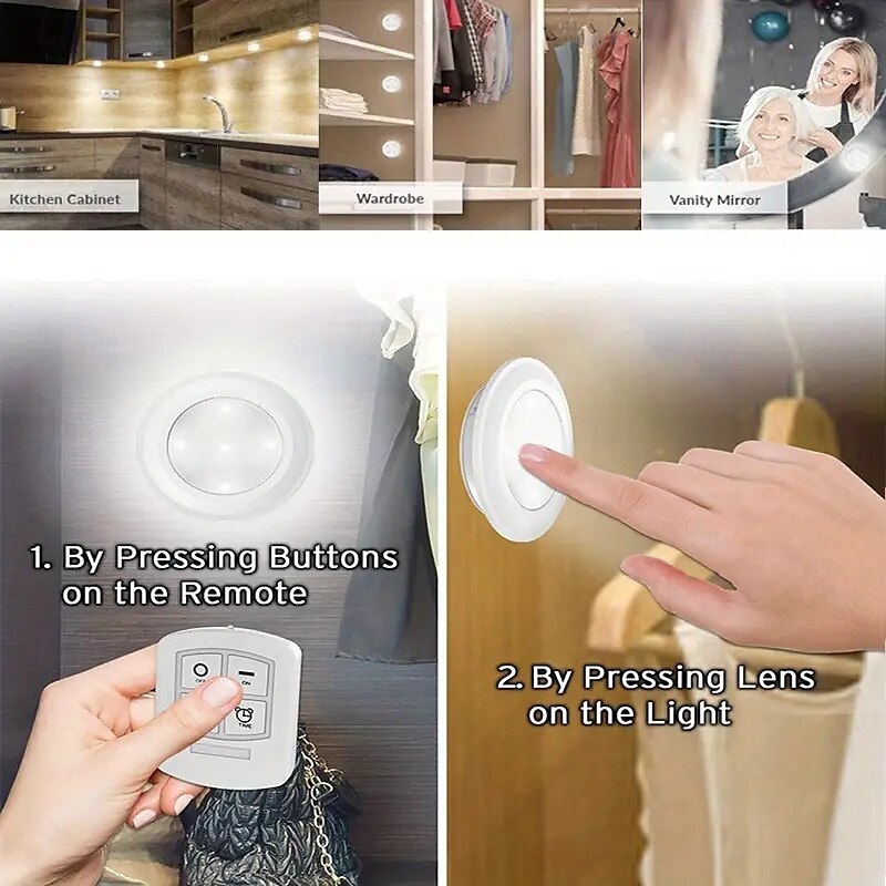 3pcs LED Touch Light Kit, LED Cabinet Light Wireless & Dimmable Warmwhite White for Bedrooms, Kitchens, Hallways 2025 - $13.49 –P13