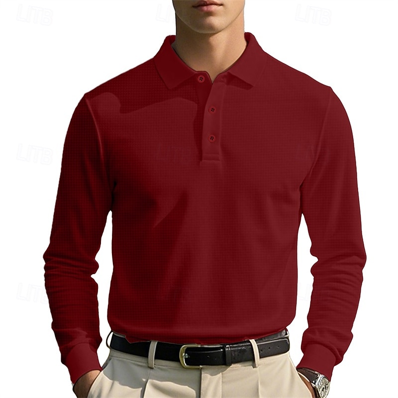 Men's Corduroy Shirt Golf Shirt Work Casual Lapel Long Sleeve Basic Modern Solid Color Buttons Spring &  Fall Regular Fit Wine Black White Yellow Sky Blue Light Grey Corduroy Shirt 2025 - $18.99 –P19
