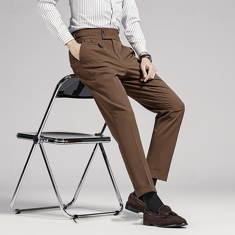 Men's Graduation Dress Pants Trousers Chinos Buttons Pocket Solid Color Comfort Formal Party Work Fashion Classic Style Black Navy Blue Micro-elastic 2026 - $49.99 –P10