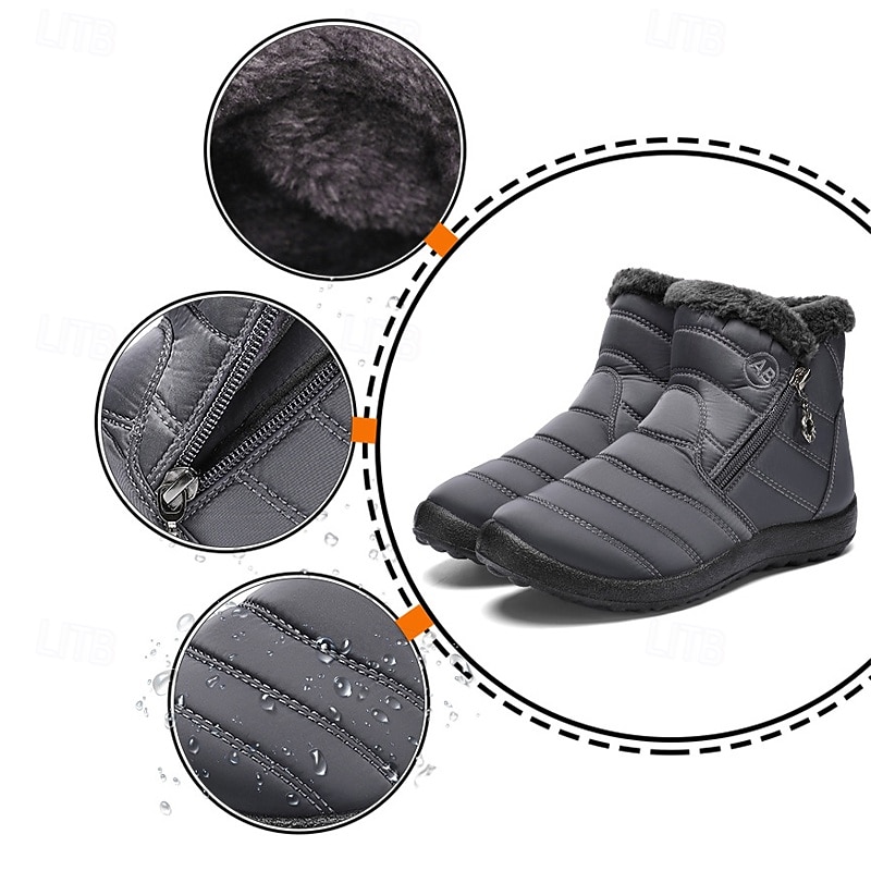 Men's Gray Winter Boots with Zipper Closure, Warm Fleece Lining, and Waterproof Design – Ideal for Outdoor Activities in Cold Weather 2025 - $34.99 –P3
