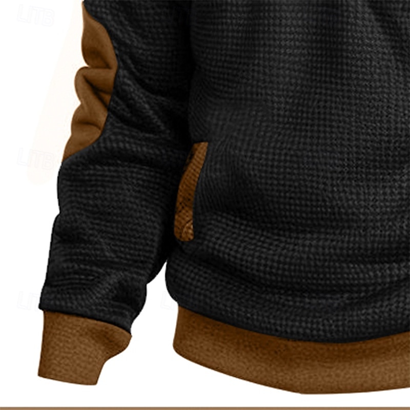 Men's Waffle Sweatshirt Waffle Hoodies Zip Up Sweatshirt Pullover Black Navy Blue Standing Collar Plain Pocket Work Sports & Outdoor Casual Active Vintage Cool Spring Fall Clothing Apparel Hoodies 2025 - $32.99 –P7