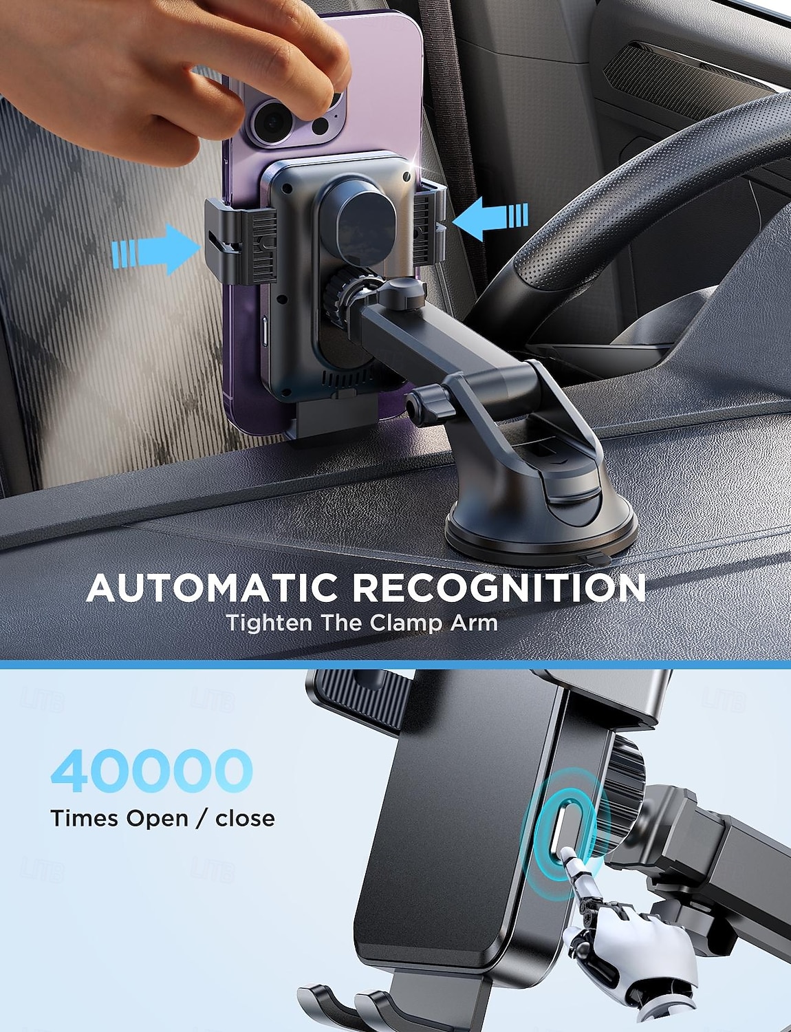 2025年 ダッシュボード電話ホルダー、ワイヤレス充電、ポータブル磁気電話ホルダー、車のダッシュボード用、すべての携帯電話アクセサリーに対応  コレクション – $43.99 –P4