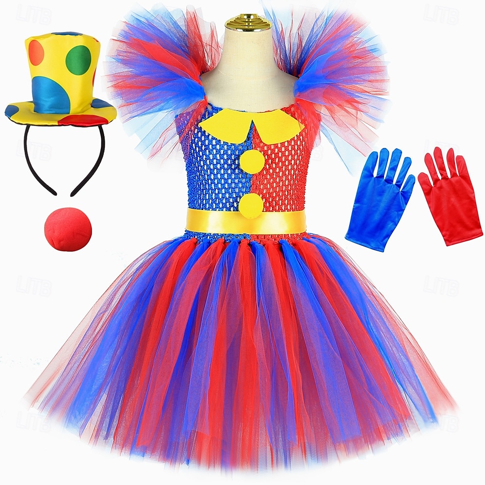 cirkus Žolík Klaun Pomni Karnevalový kostým Úbory Kostým Dětské Dívčí cosplay Výkon Párty Podium Karneval Mardi Gras Jednoduchý karnevalový kostým 2025 - $43.99 –P9