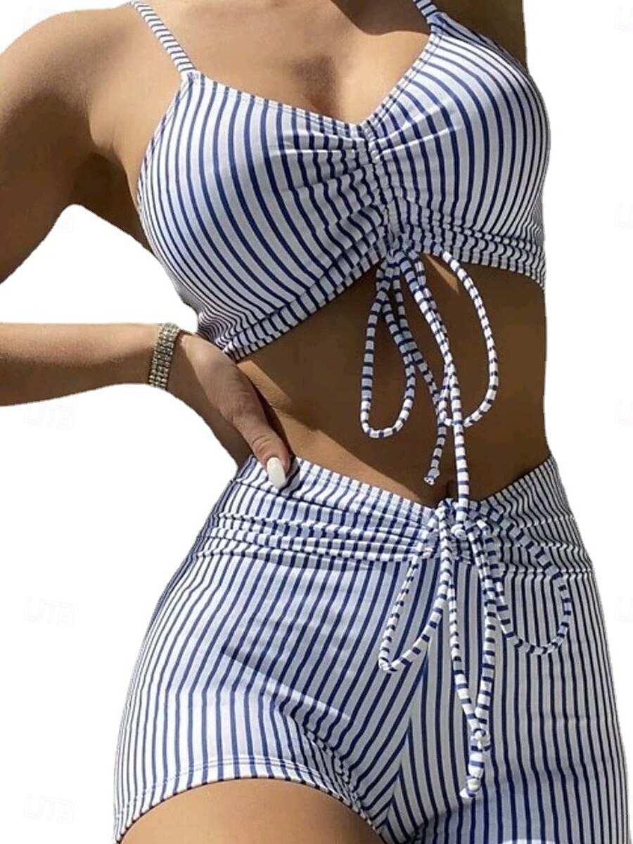 Női Fürdőruha Bikini Fürdőruha Tropikus Divat Csíkos Ujjatlan Fürdőruhák 2025 - $25.99 –P4