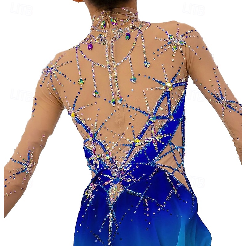 Taitoluistelupuku Naisten Tyttöjen Luistimet Hameet Sininen Tilkkutäkki Peukalonreikä Silmukka Spandex Elastinen Kouluts Harjoittelu Ammattilainen Luisteluasu Pidä lämpimänä Kristalli / Strassi 2026 - $367.09 –P2