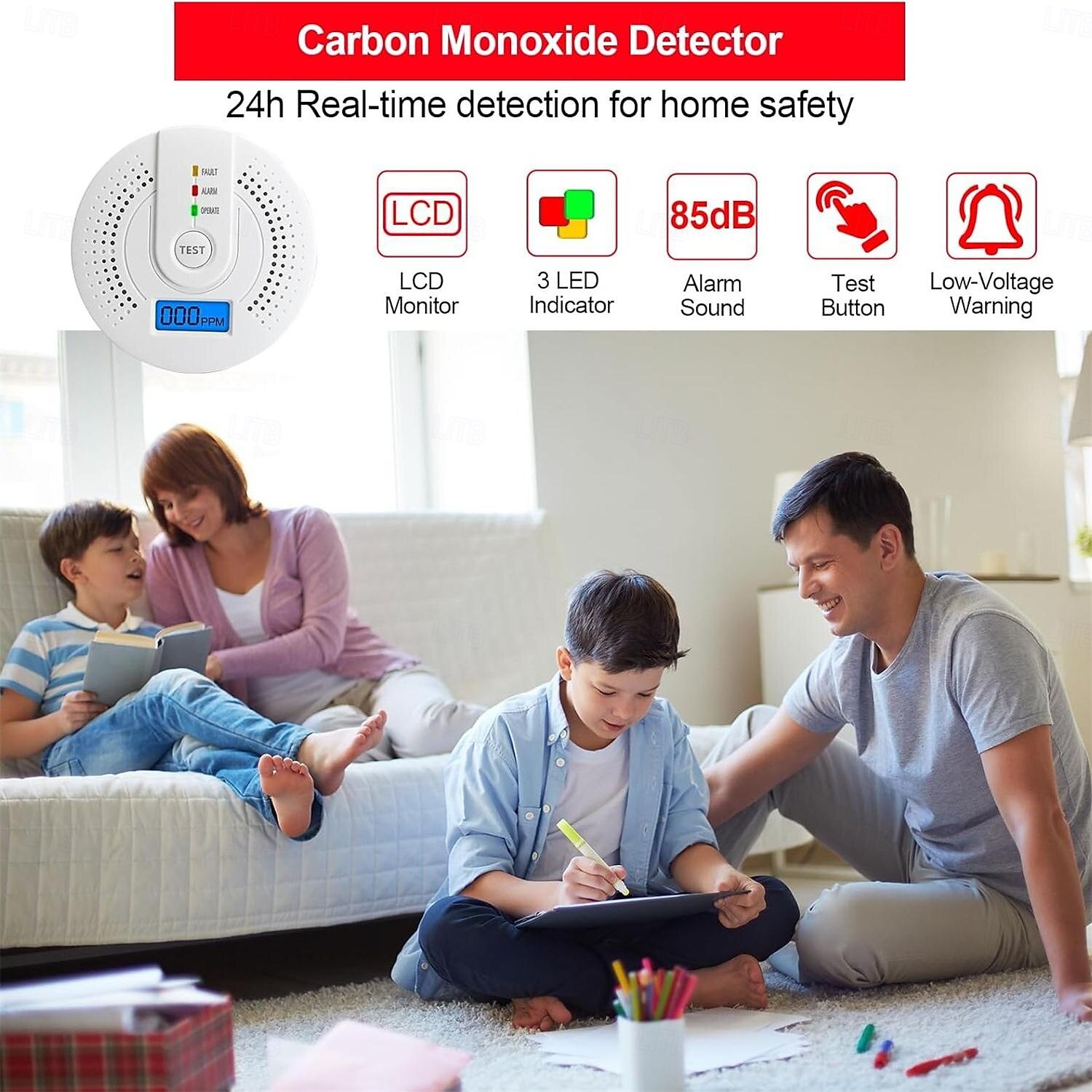 rilevatore di monossido di carbonio a batteria rilevatore di allarme CO monitor con display digitale a LED per cucina domestica del 2025 a $20.99 –P3