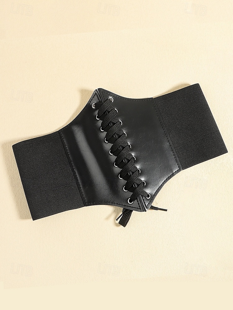 cinto de espartilho preto com cadarço feminino e bordado floral vermelho – modelador de cintura estiloso para vestidos e blazers de 2025 por $9.99 –P7