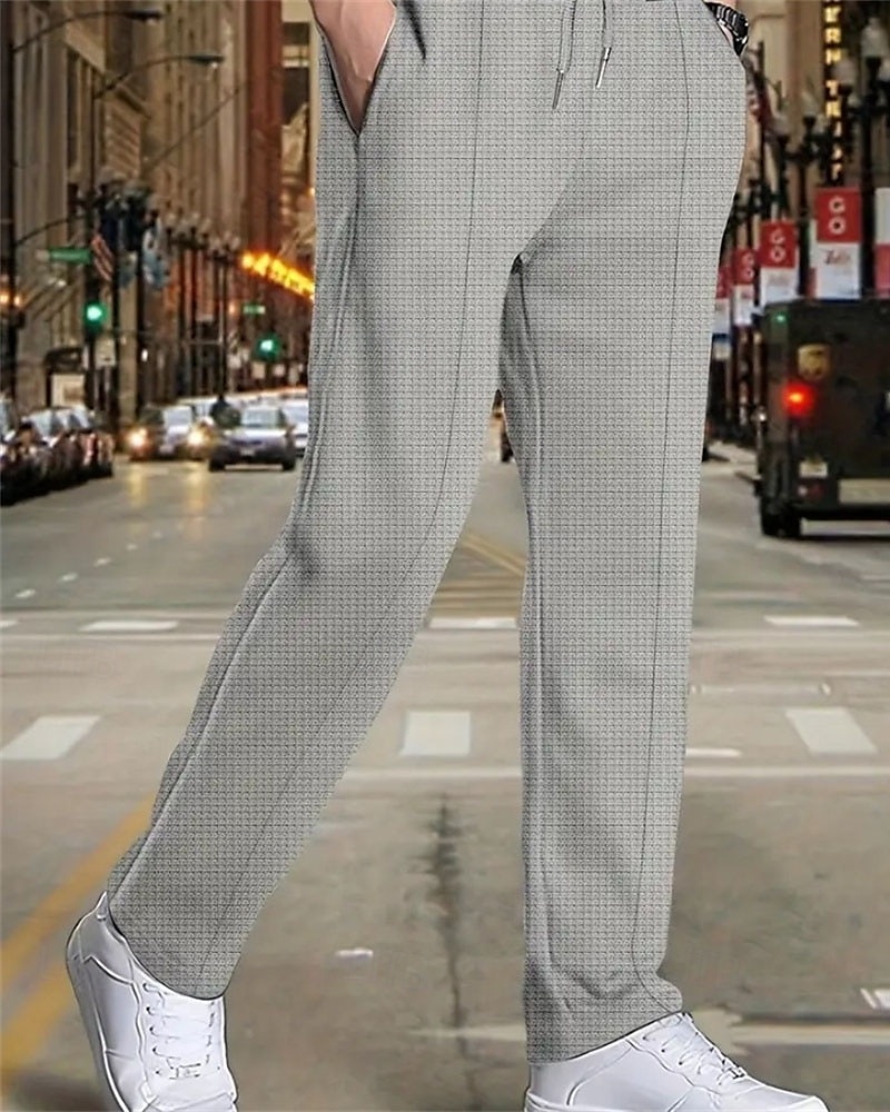 Men's Sweatpants Trousers Pleated Pants Waffle Pants Pocket Drawstring Elastic Waist Plain Comfort Sports Outdoor Daily Fashion Casual Black White Micro-elastic 2025 - zł59.99 –P7